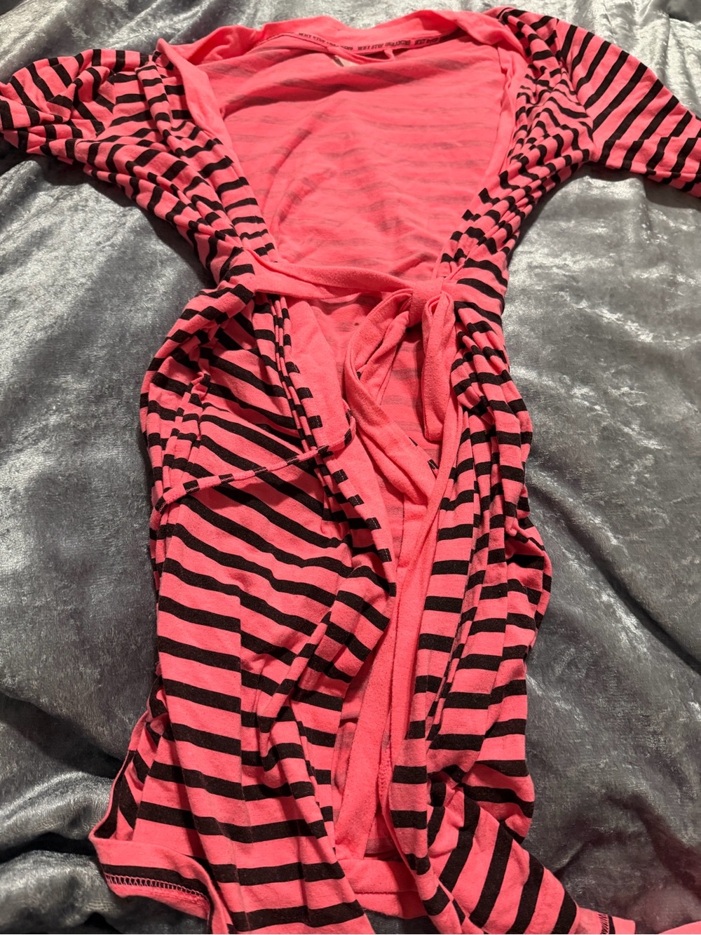 Y2K Joe Boxer Pink and Black Striped Knit Top